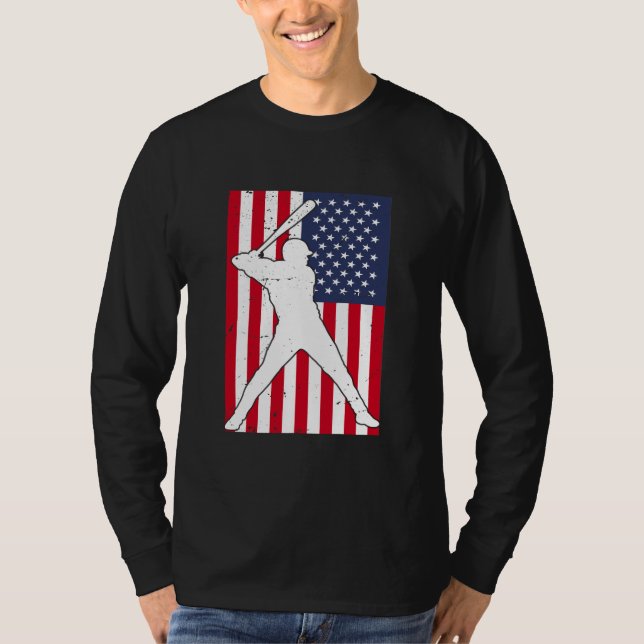 American Flagga Baseball Team Gift T Shirt (Framsida)