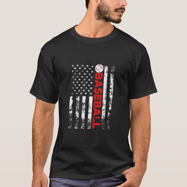 American Flagga Baseball Team Gift T-Shirt (Framsida)