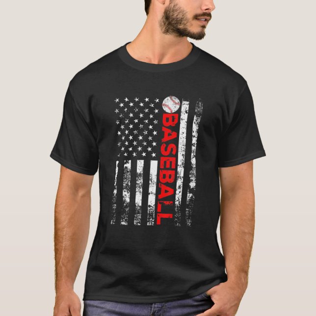 American Flagga Baseball Team Gift T Shirt (Framsida)