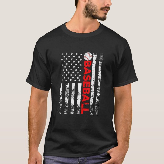American Flagga Baseball Team T Shirt (Framsida)