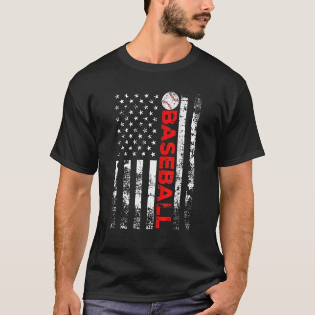American Flagga Baseball Team T Shirt (Framsida)
