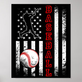 American Flagga Baseball Team Vintage Funny Poster