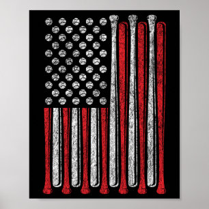 American Flagga Baseball Team Vintage Funny Poster