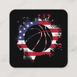 American Flagga Basketball Player Fyrkantigt Visitkort