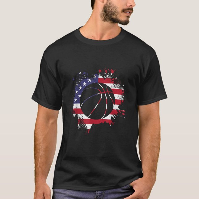 American Flagga Basketball Player T Shirt (Framsida)