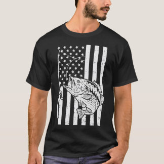 American Flagga Bass Fishing Vintage Patriotic Fis T Shirt