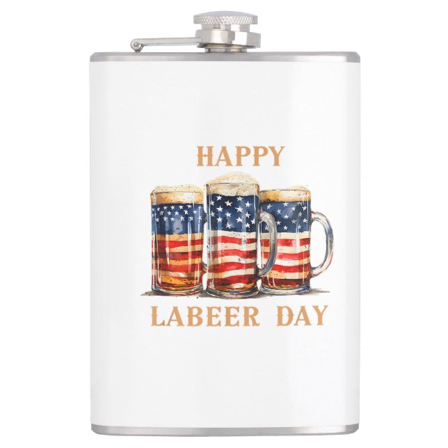 American Flagga Beer Lycklig Laber Day Funny Labor Fickplunta (Framsidan)