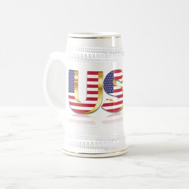American Flagga Beer Stein USA Patriotic Sejdel (Framsida vänster)