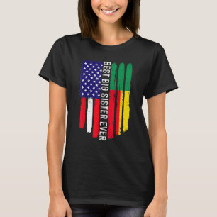 American Flagga & Benin Flagga Best Big Sister nån T Shirt