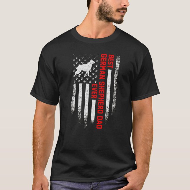 American Flagga Best German Shepherd T Shirt (Framsida)