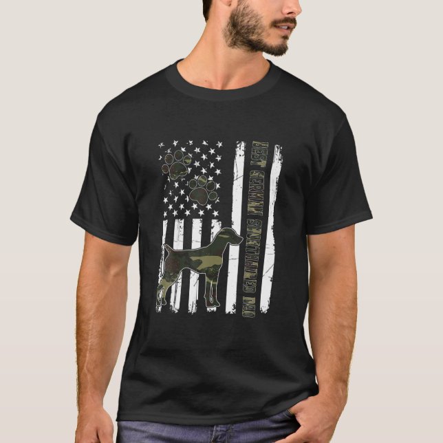 American Flagga Best German Shorthar Pappa någonsi T Shirt (Framsida)