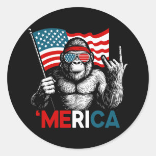 American Flagga Bigfoot Runt Klistermärke