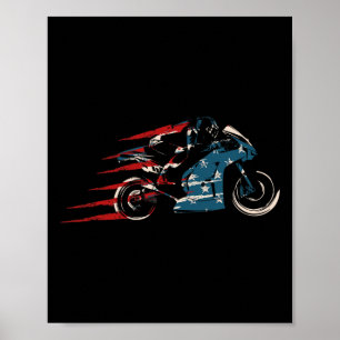 American Flagga Bike Moto Gp 4:e juli Dirt Poster