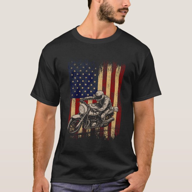 American Flagga Bike Moto GP 4:e juli-Dirt T Shirt (Framsida)