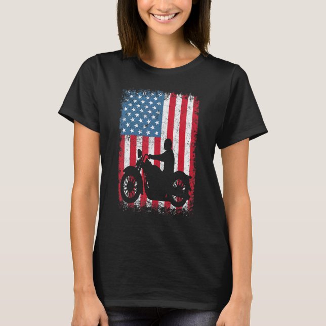 American Flagga Biker Motorcle T Shirt (Framsida)