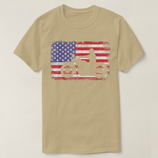 American Flagga Biker Motorcycle Manar T Shirt (Design framsida)