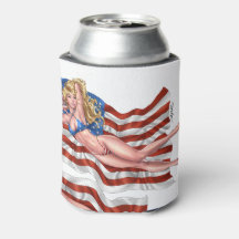 American Flagga Bikini Pinup Girl by Al Rio