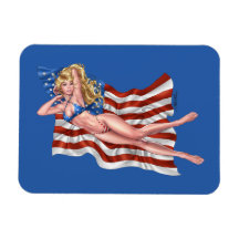 American Flagga Bikini Pinup Girl by Al Rio