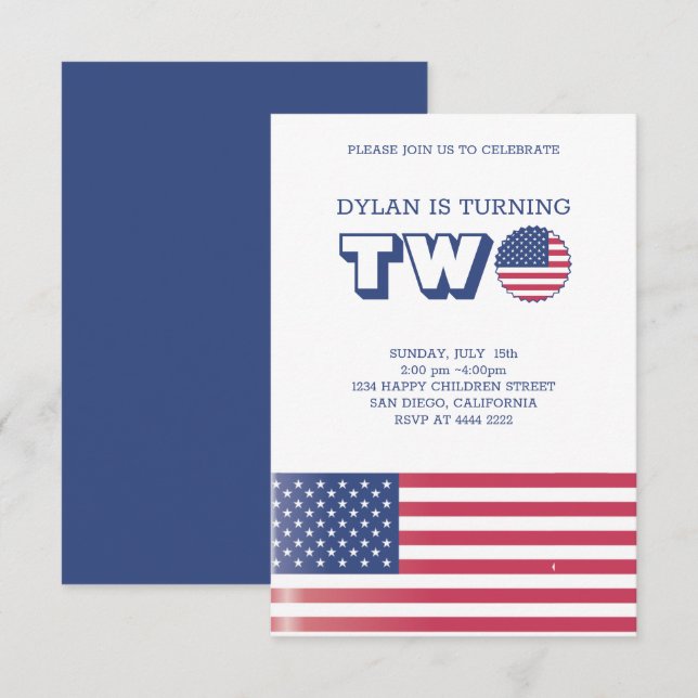 American Flagga Birthday Inbjudningar (Fram/baksida)