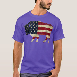 American Flagga Bison T Shirt