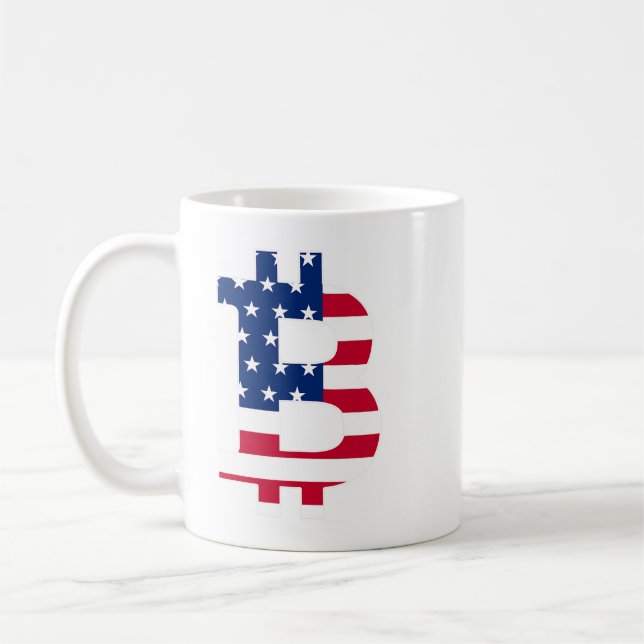 American Flagga Bitcoin BTC Crypto Manar Say Kaffemugg (Vänster)
