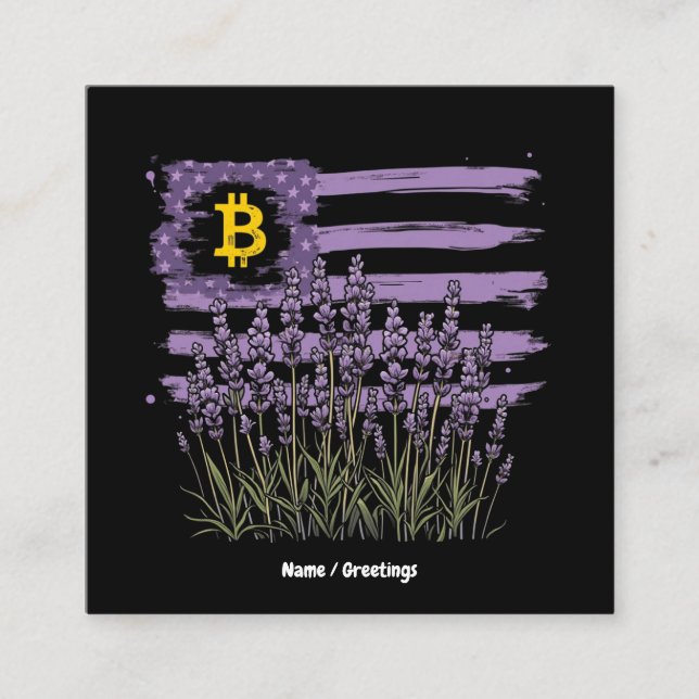 American Flagga Bitcoin BTC Revolution Funny Crypt Fyrkantigt Visitkort (Framsida)