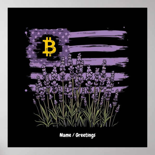 American Flagga Bitcoin BTC Revolution Funny Crypt Poster (Framsidan)