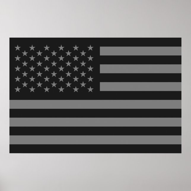 American Flagga Black Grått Poster (Framsidan)