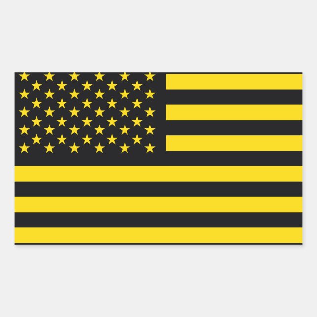 American Flagga Black Gult Rektangulärt Klistermärke (Framsida)