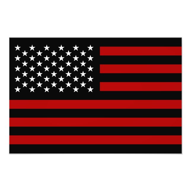 American Flagga Black Red White Fototryck (Framsidan)