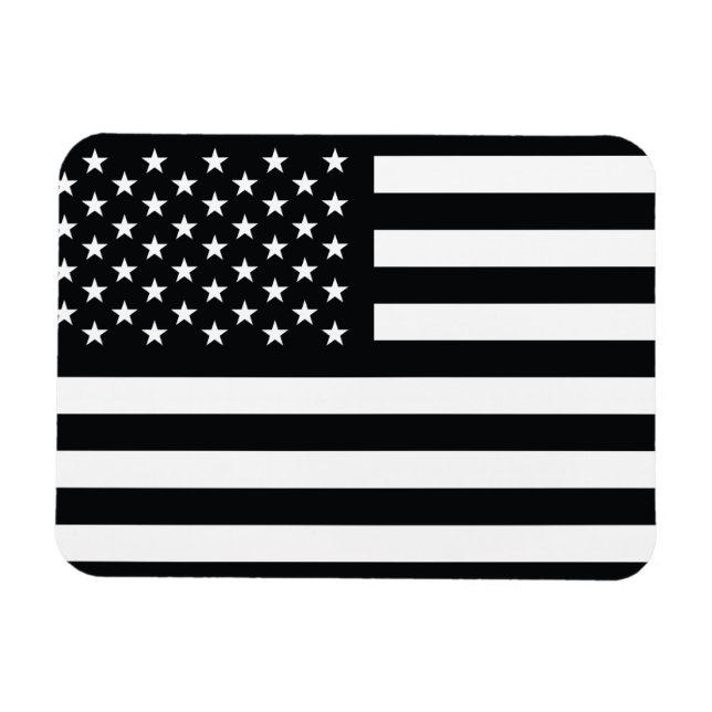 American Flagga Black White Magnet (Horisontell)