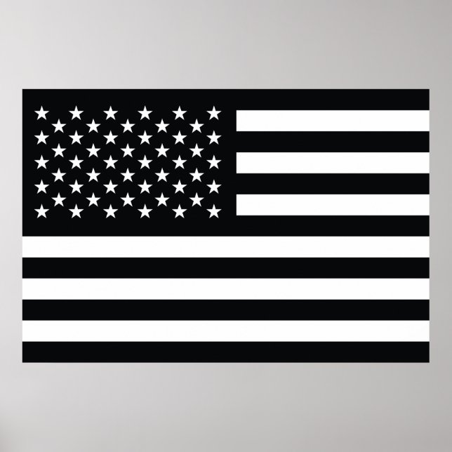 American Flagga Black White Poster (Framsidan)