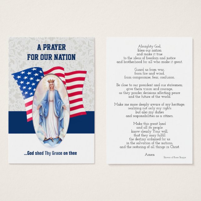 American Flagga Blated Virgin Mary Heliga Card Visitkort (Framsida & baksida)