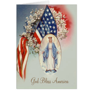 American Flagga Blsed Virgin Mary Hälsningskort