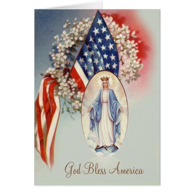 American Flagga Blsed Virgin Mary Hälsningskort (Framsidan)