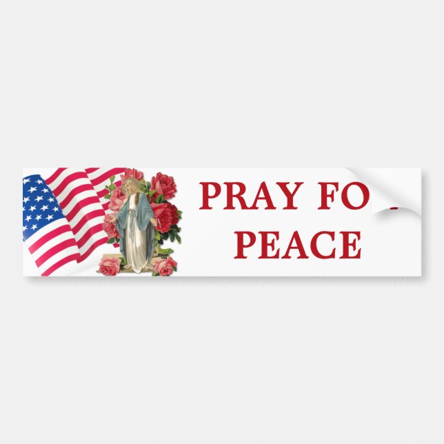 American Flagga Blsed Virgin Mary Religiösa Prayer Bildekal (Framsidan)