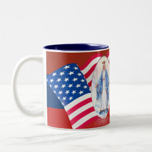 American Flagga Blsed Virgin Mary Två-Tonad Mugg