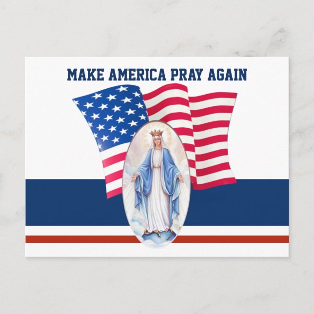 American Flagga Blsed Virgin Mary Vykort (Framsida)