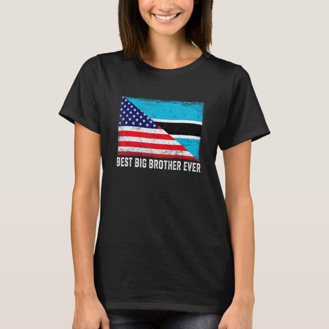 American Flagga Botswana Flagga Best Big Brother T Shirt (Framsida)