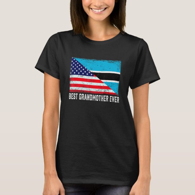 American Flagga Botswana Flagga Best Grandmor T Shirt (Framsida)