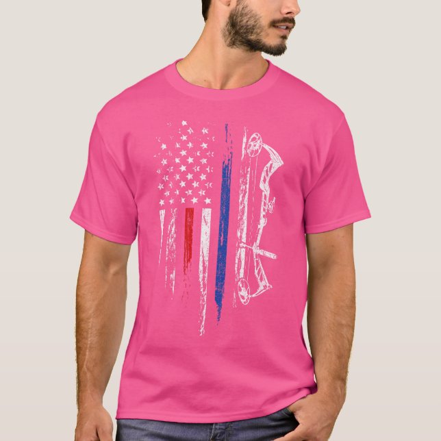 American Flagga Bowhunting Bow Archery Usa Hjort H T Shirt (Framsida)