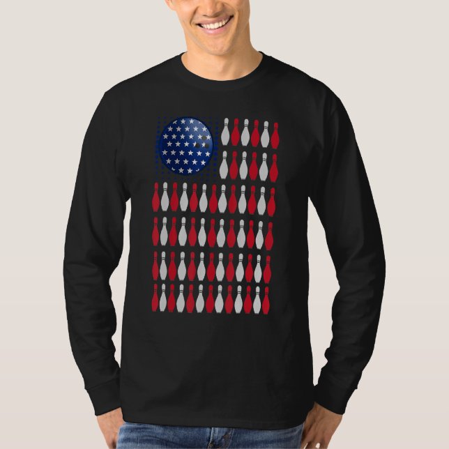 American Flagga Bowling Bowlareare for Bowling Tea T Shirt (Framsida)