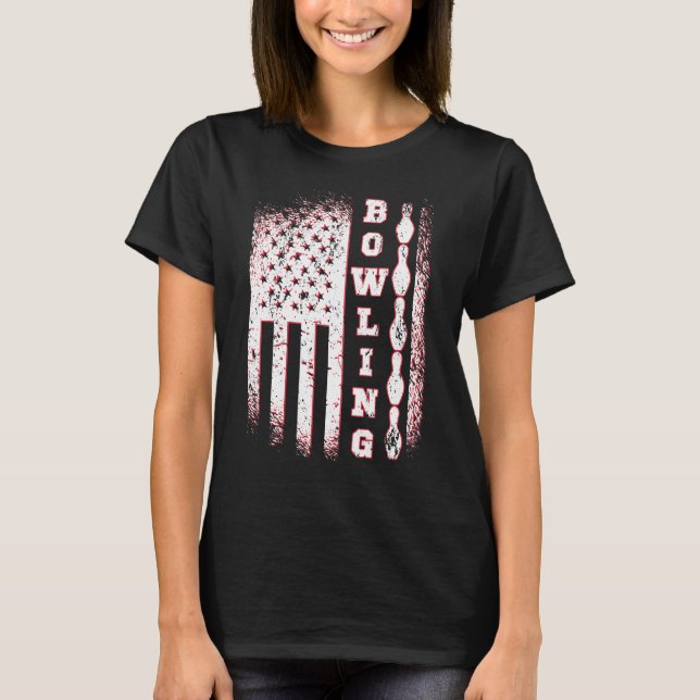 American Flagga Bowling Patriot Bowlareare Bowling T Shirt (Framsida)