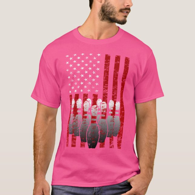 American Flagga Bowling Stift Patriotic Bowlareare T Shirt (Framsida)