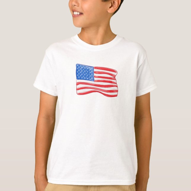 American Flagga Boy's T Shirt (Framsida)