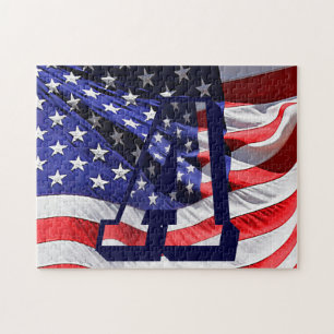 American Flagga & Brev "A" Photo Puzzle Pussel