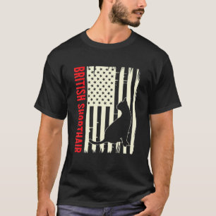 American Flagga British Shorthair Cat Kitten Cat T Shirt