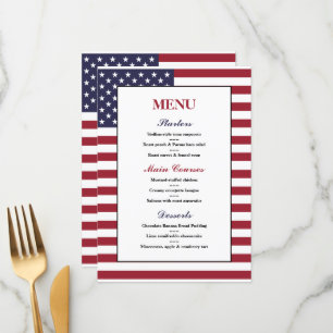 American Flagga Bröllop Menu Meny