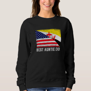 American Flagga & Brunei Flagga Best Auntie All Fa T Shirt