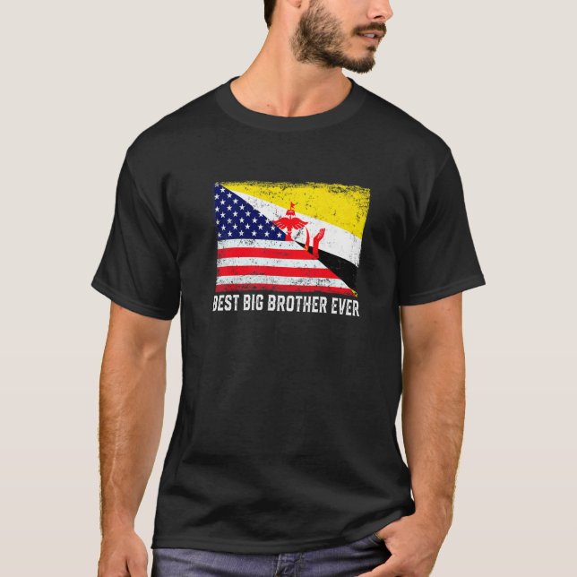 American Flagga & Brunei Flagga Best Big Brother T Shirt (Framsida)